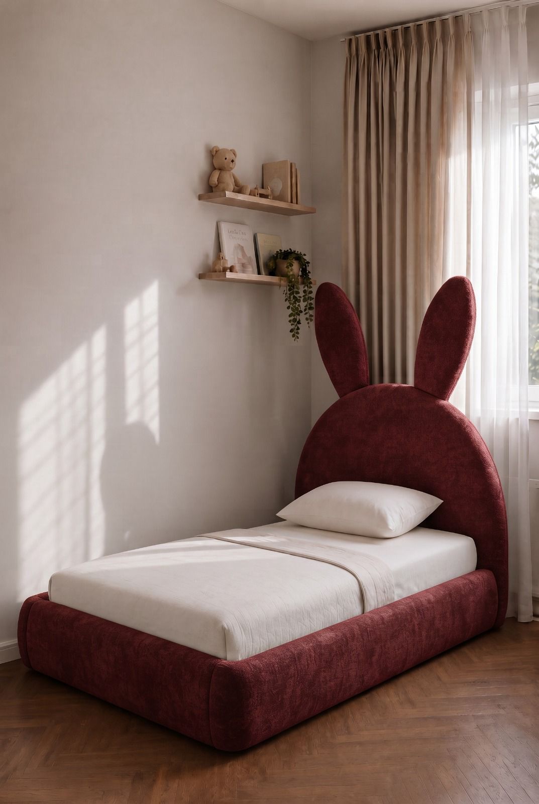 Lapino Kids Burgundy Bunny Ear Bed