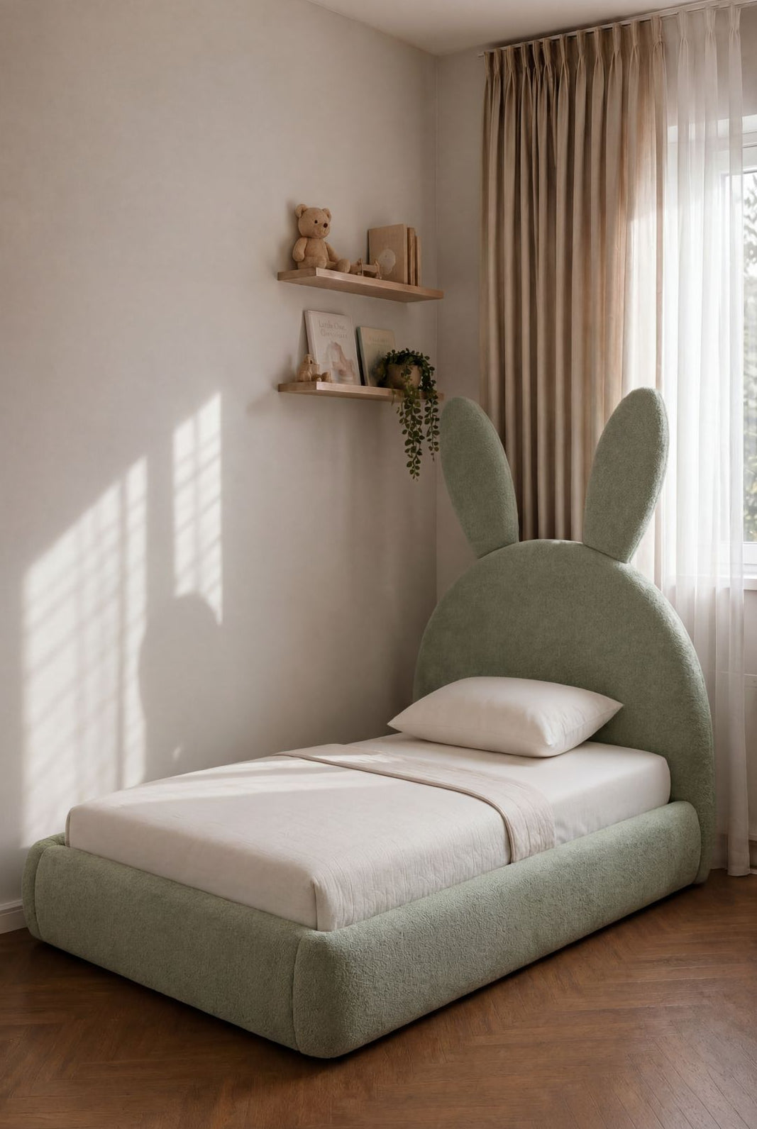 Lapino Kids Soft Sage Bunny Ear Bed