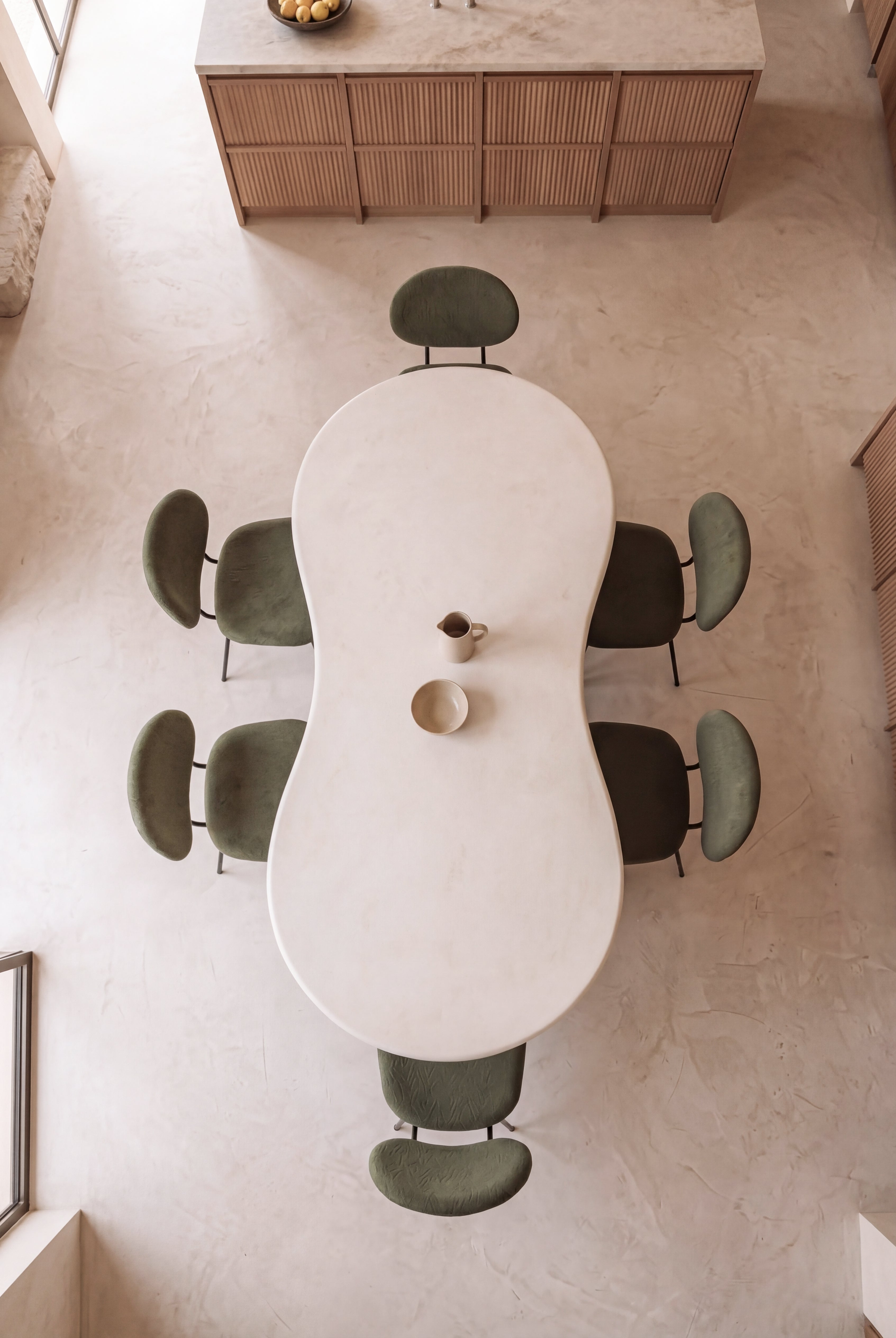 Lumetra Off White Microconcrete Dining Table Top view