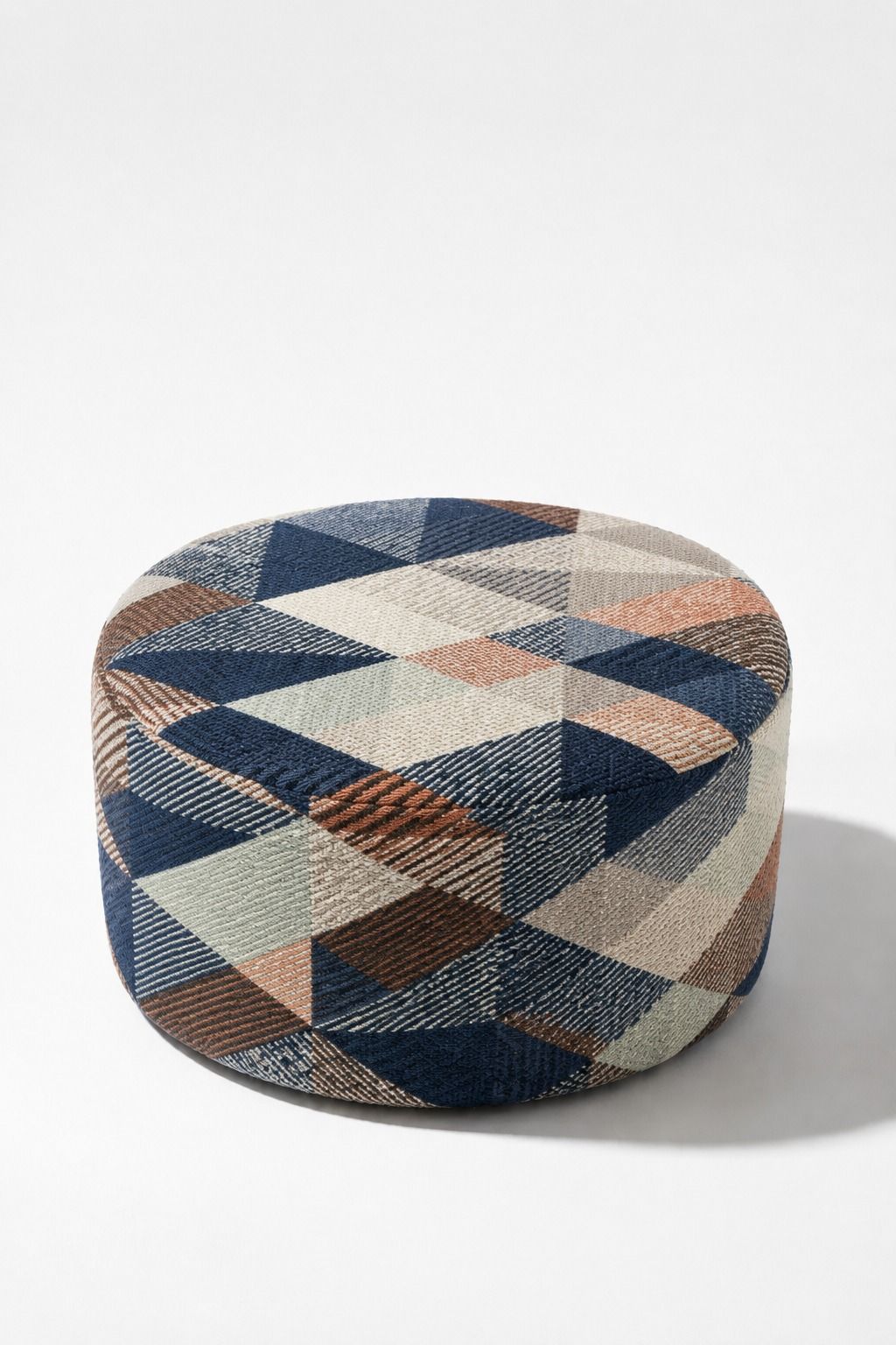 Mira Navy Geometric Pattern Round Pouf (60CMx33CM)
