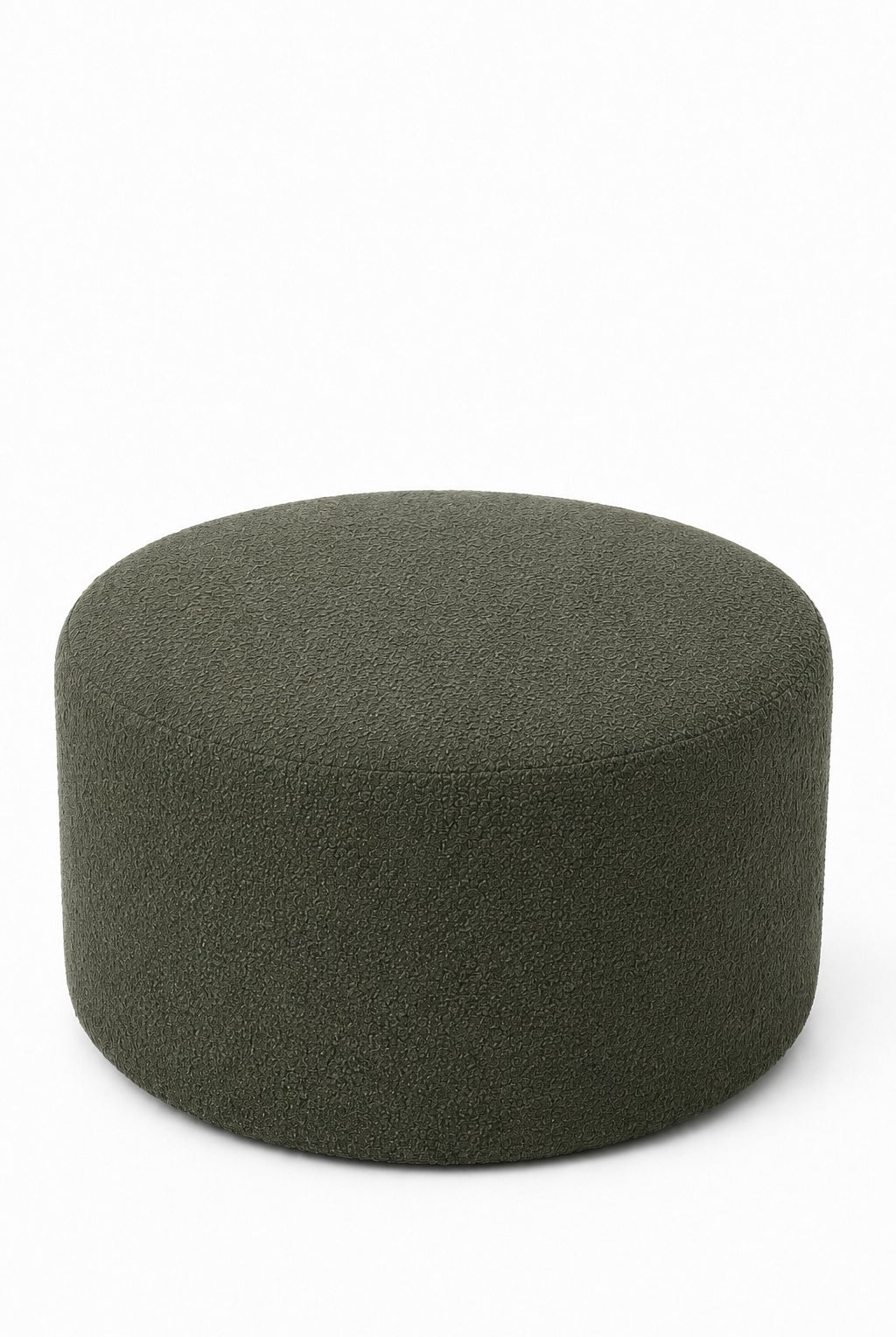 Mira Olive Wood Velvet Round Pouf (60CMx33CM)