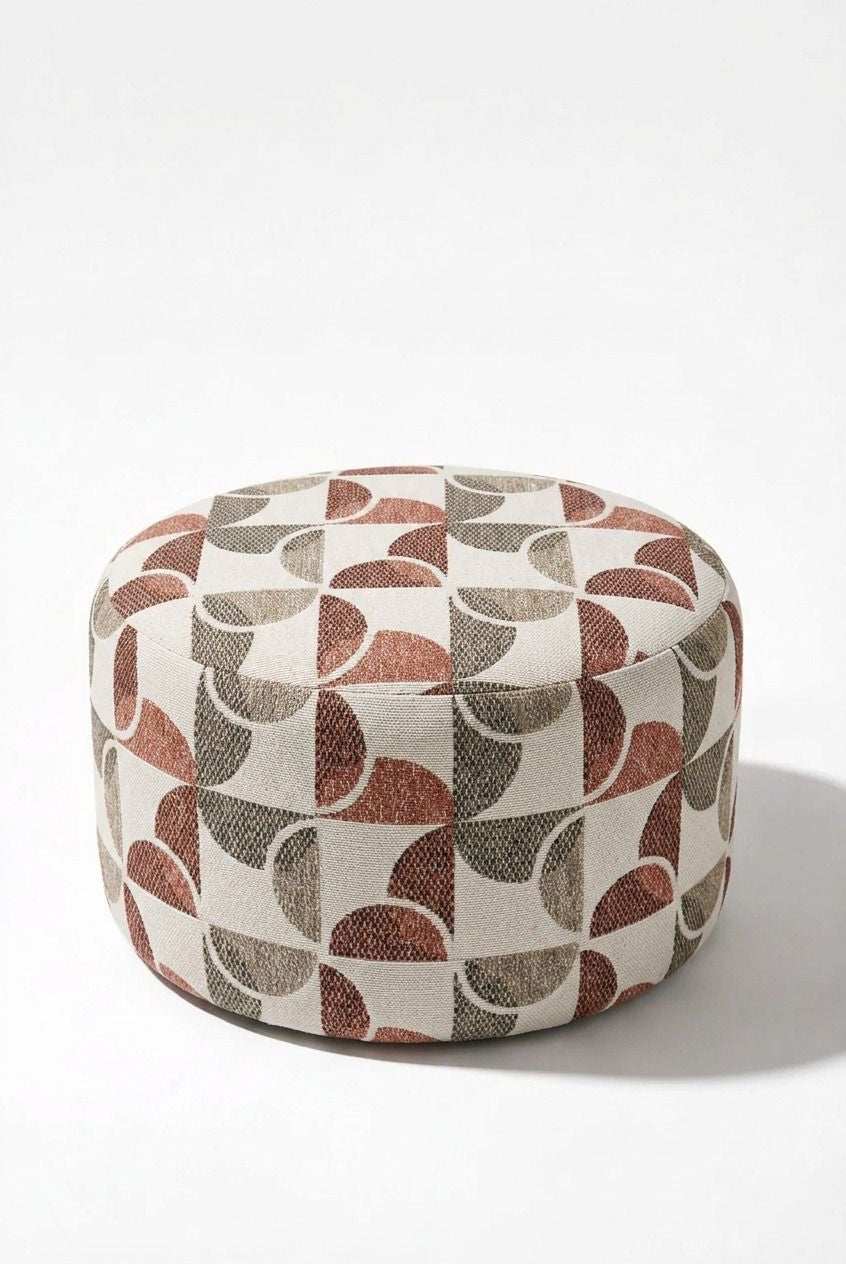 Mira Terracotta Mosaic Patterned Round Pouf (60CMx33CM)