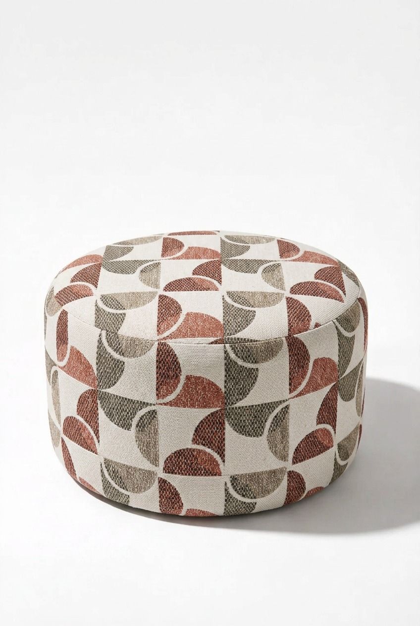 Mira Terracotta Mosaic Patterned Round Pouf (60CMx33CM)