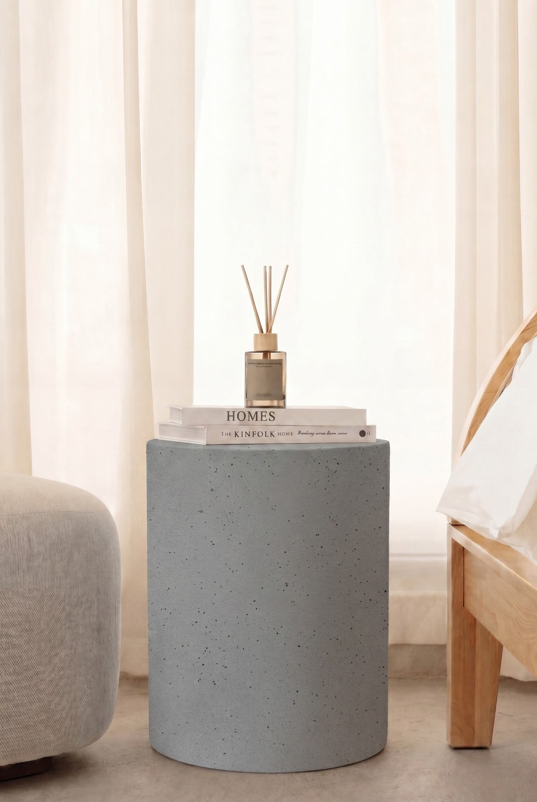 Miray Ash Grey Speckled Microconcrete Side Table