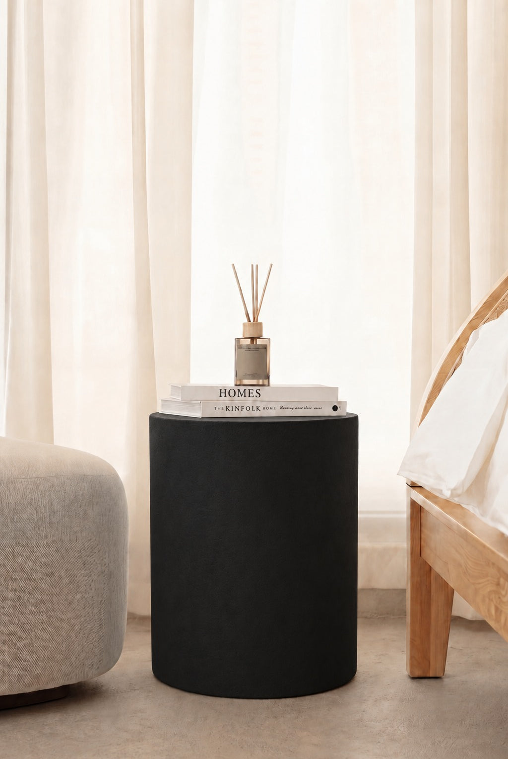 Miray Black Microconcrete Side Table