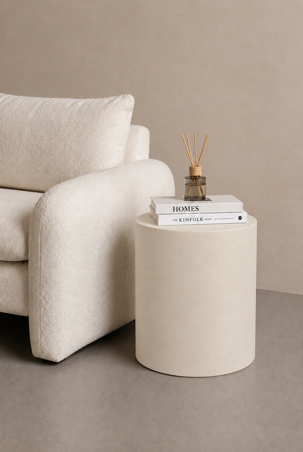 Miray Light Beige Microconcrete Side Table