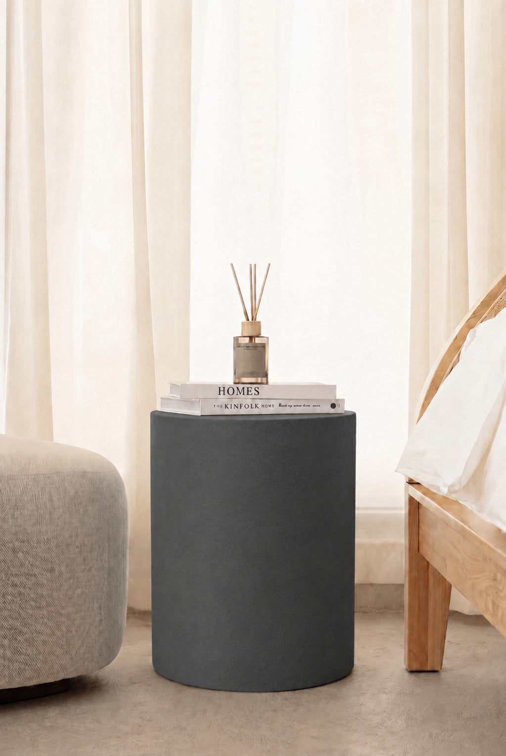 Miray Midnight Grey Microconcrete Side Table