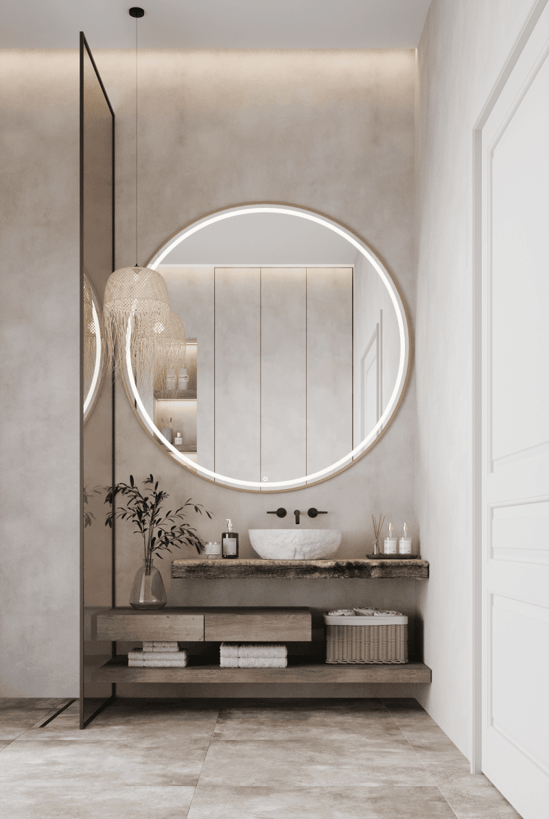 Ekin LED Gold Frame Round Mirror (5 Sizes)