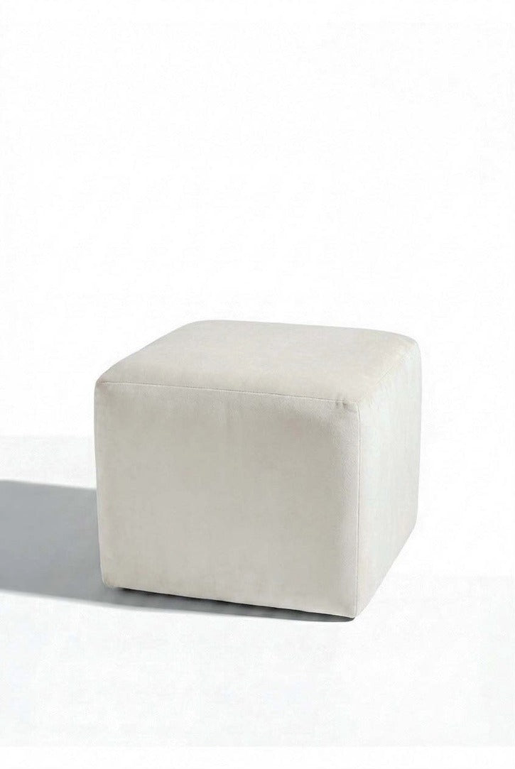 Noah Off White Velvet Boucle Pouf