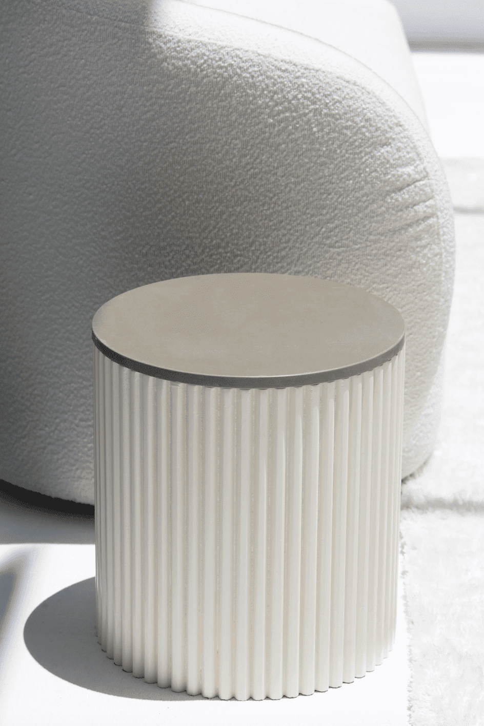 Nora Side Tables With Beige Wooden Base With Brown Quz Top