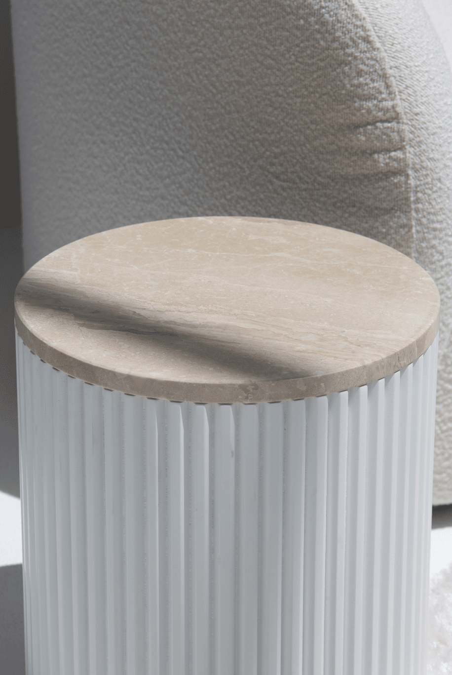 Nora Side Tables With White Wooden Base (18 Top Variants)