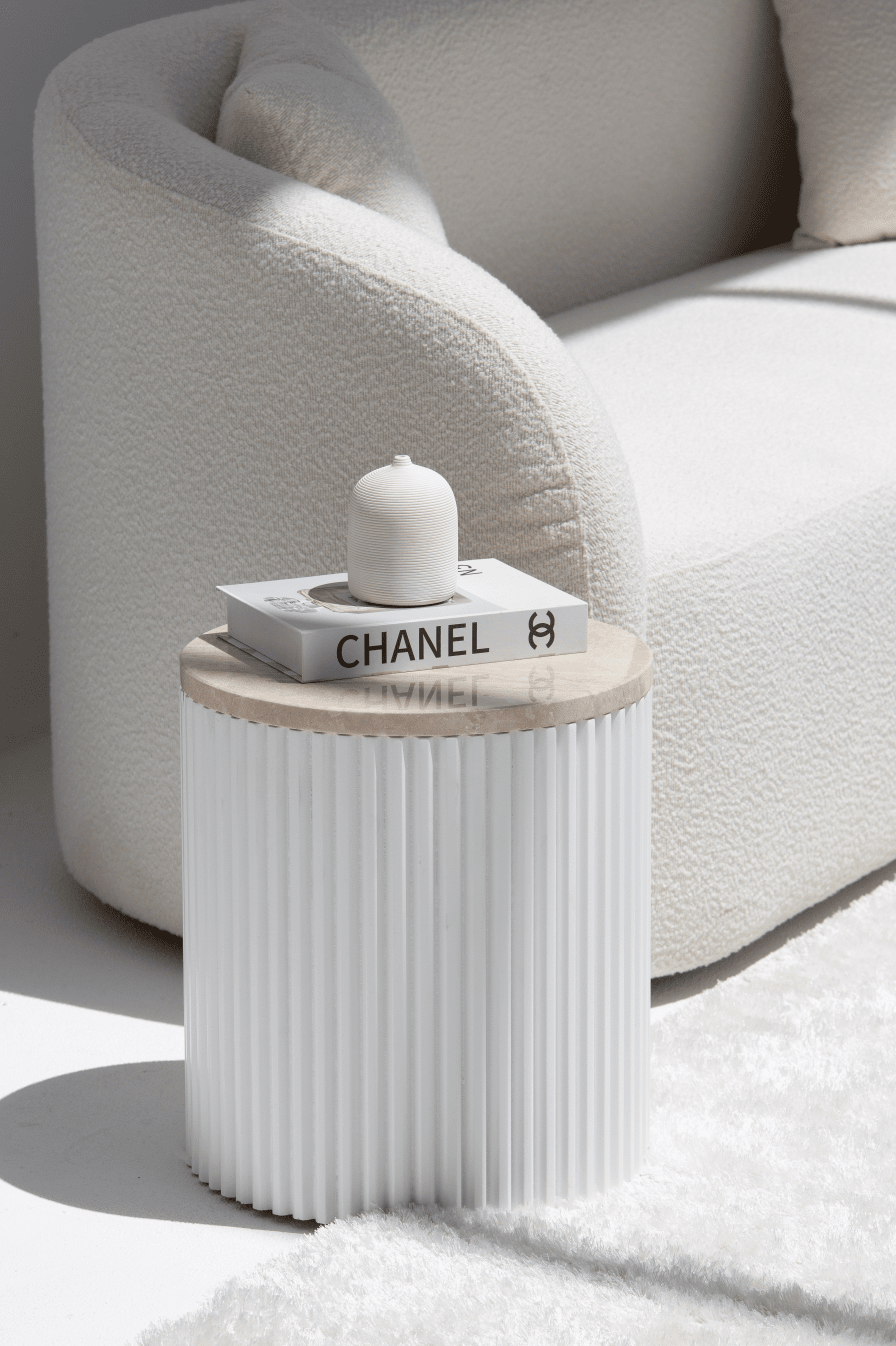 Nora Side Tables With White Wooden Base 1