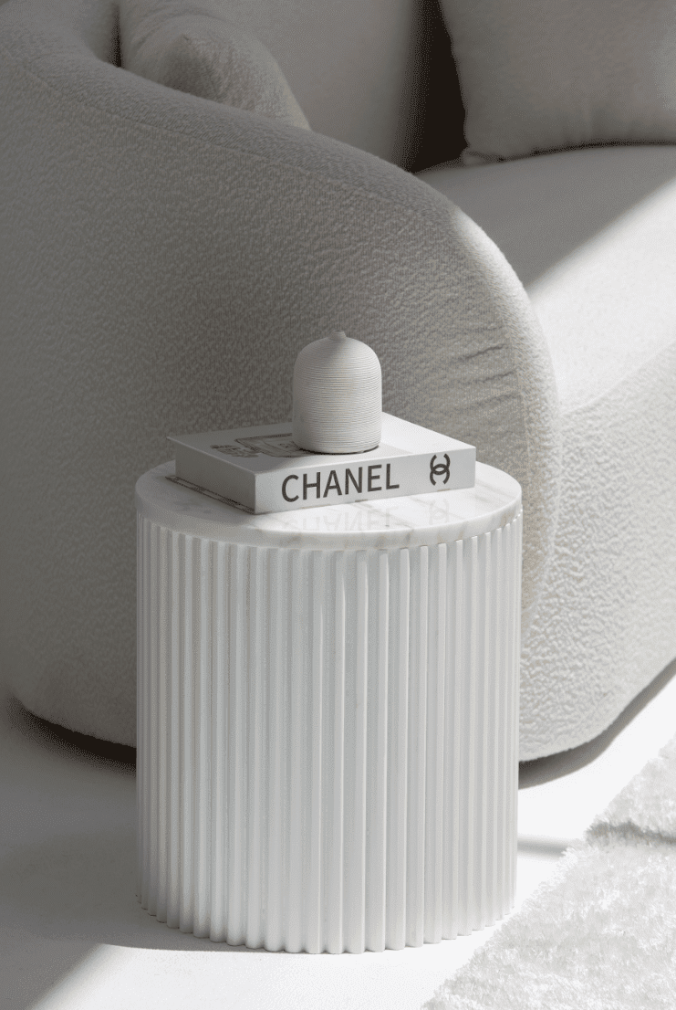 Nora Side Tables With White Wooden Base (18 Top Variants)