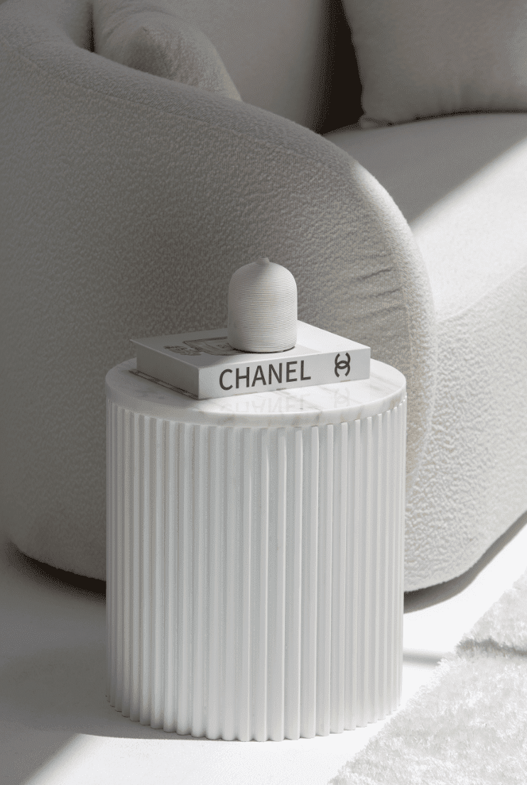 Nora Side Tables With White Wooden Base (18 Top Variants)