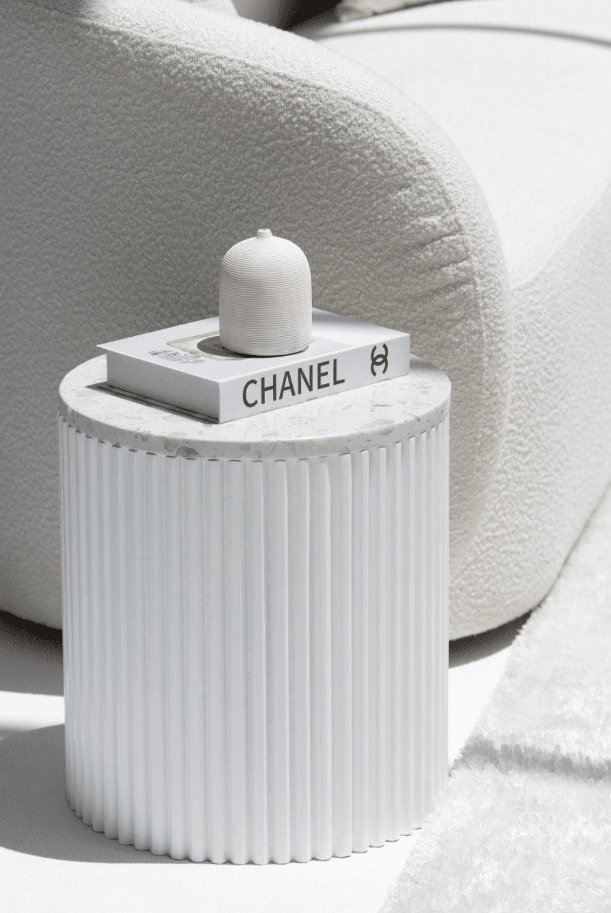 Nora Side Tables With White Wooden Base (18 Top Variants)