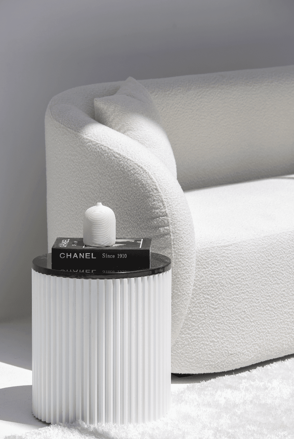 Nora Side Tables With White Wooden Base (18 Top Variants) Black Marquina