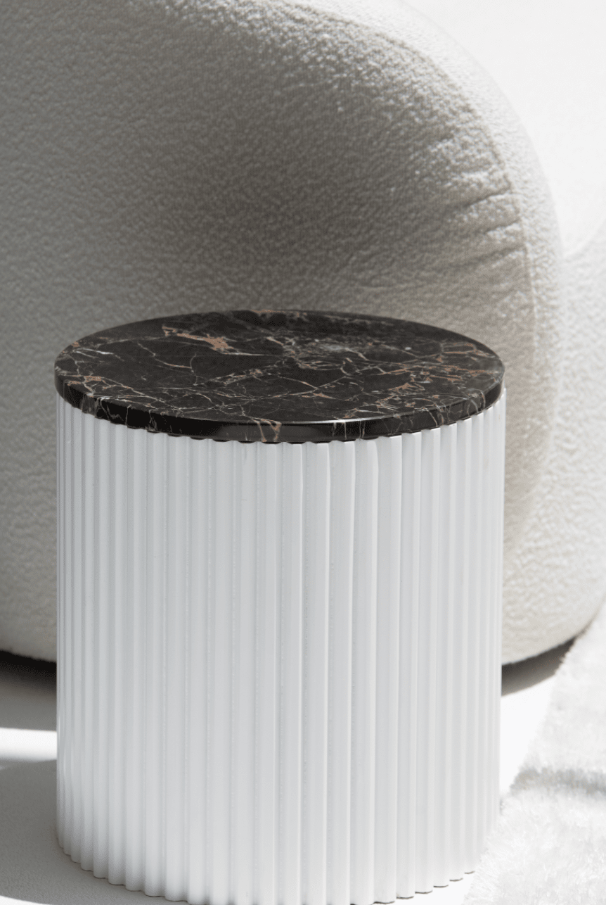 Nora Side Tables With White Wooden Base (18 Top Variants)