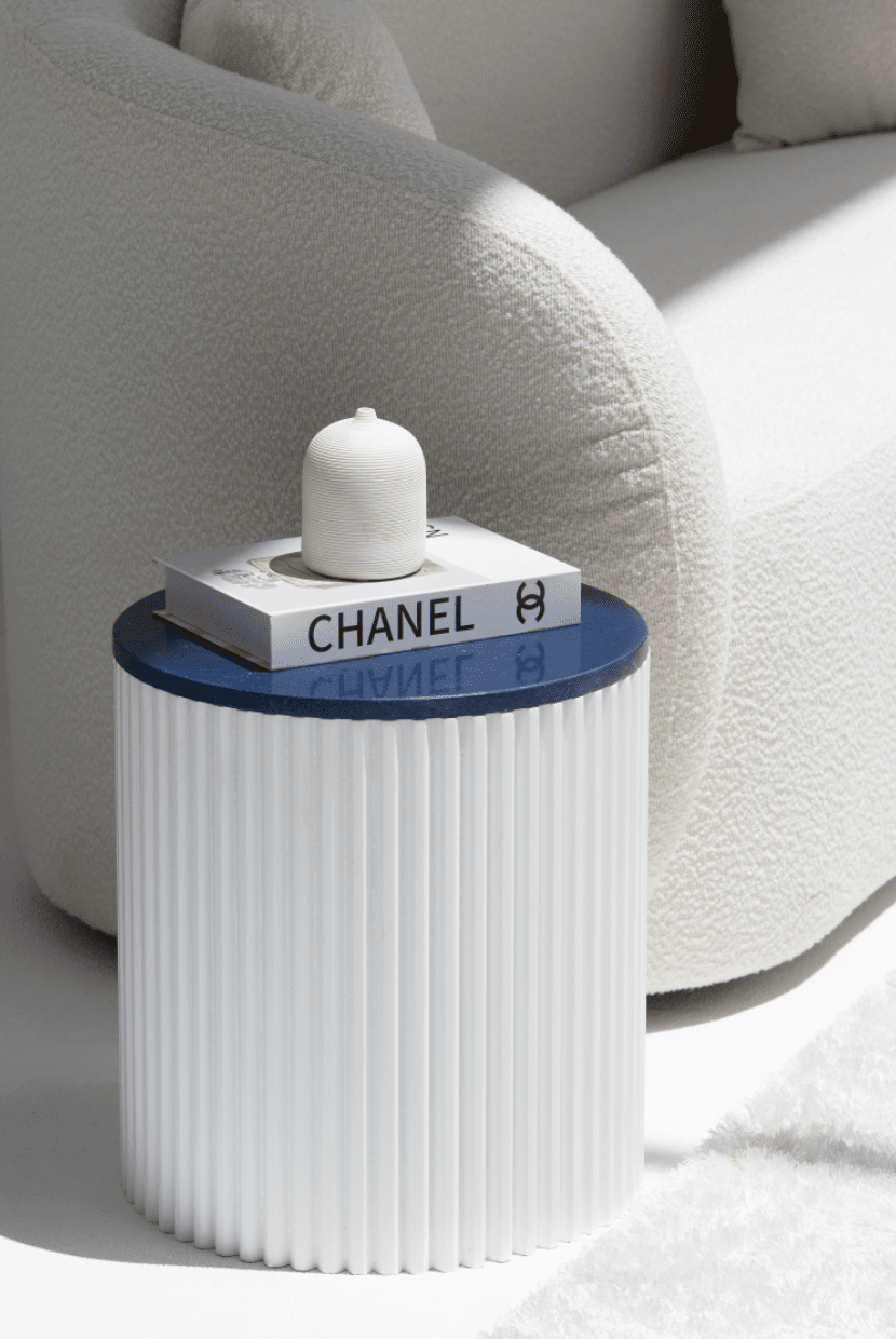 Nora Side Tables With White Wooden Base (18 Top Variants)