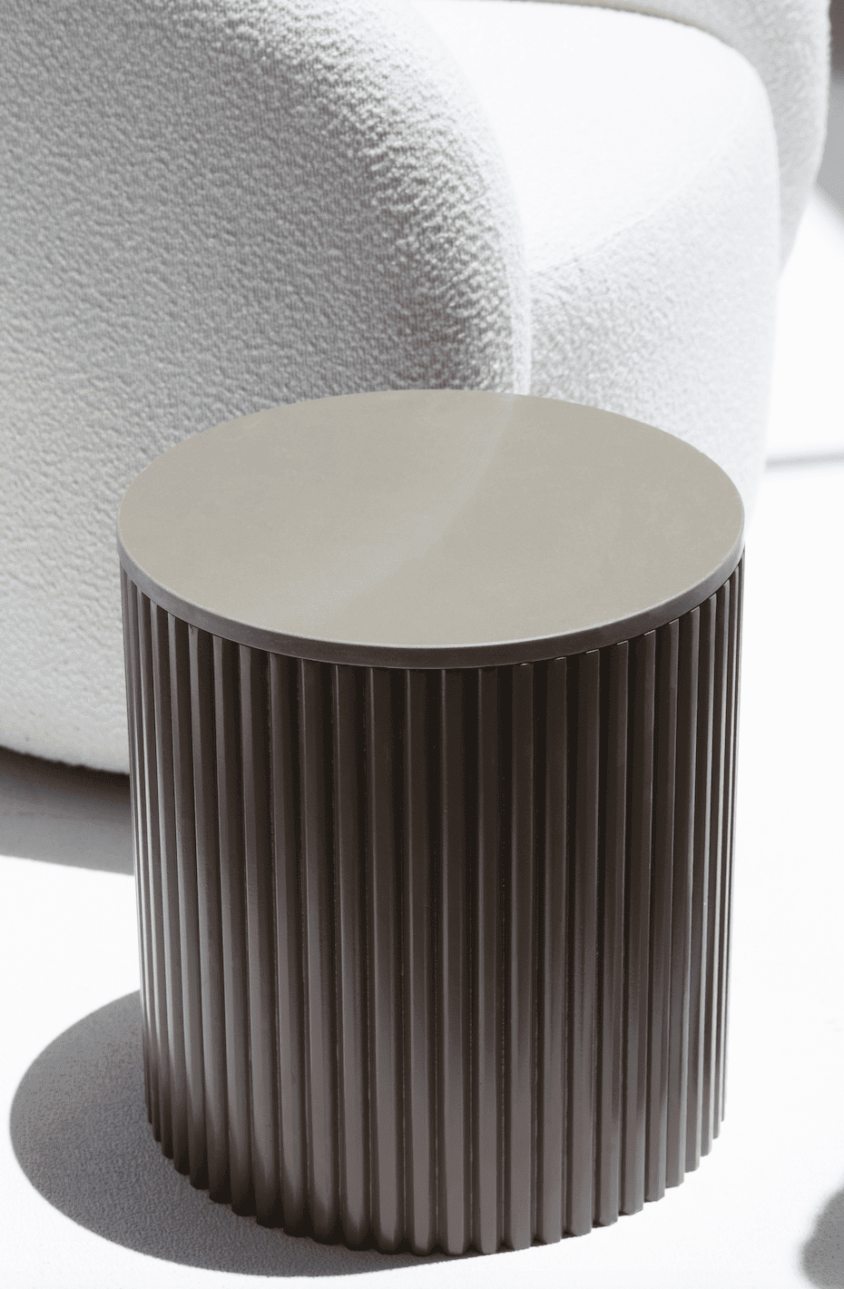 Nora Side Tables with Brown Wooden Base with Brown Quz