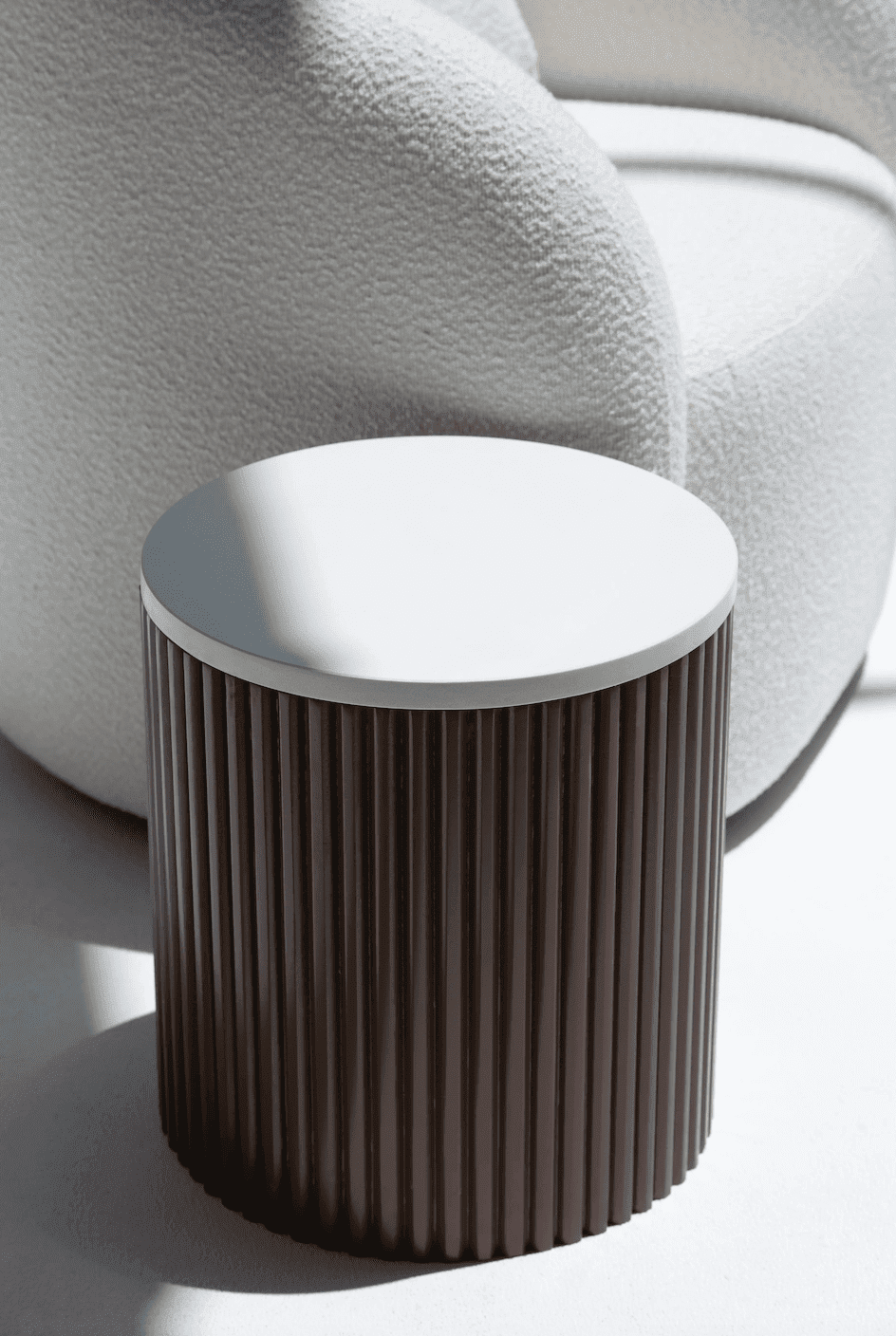 Nora Side Tables with Brown Wooden Base with White Quz