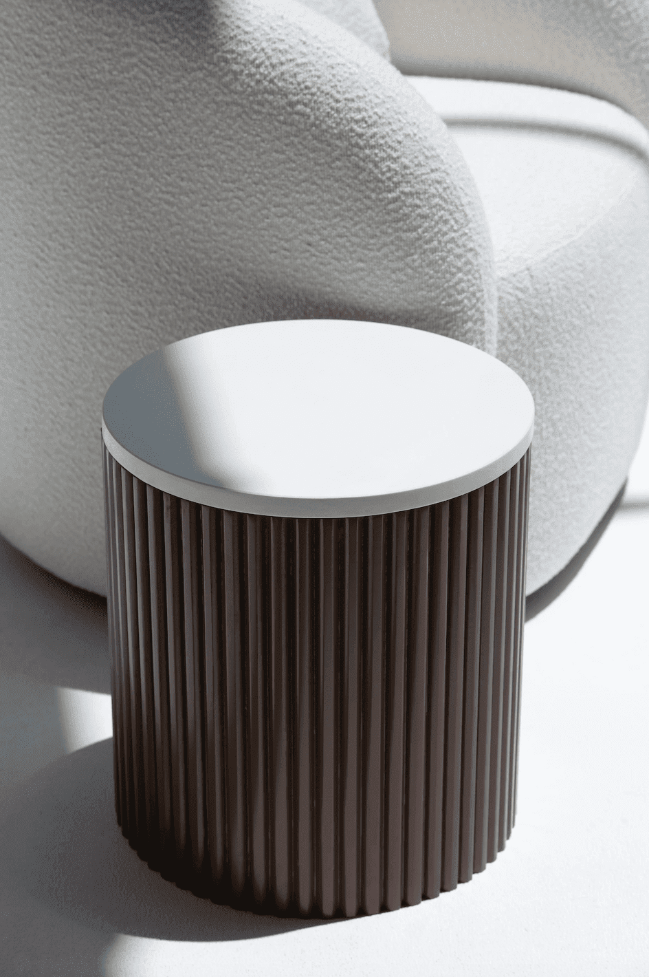 Nora Side Tables with Brown Wooden Base with White Quz