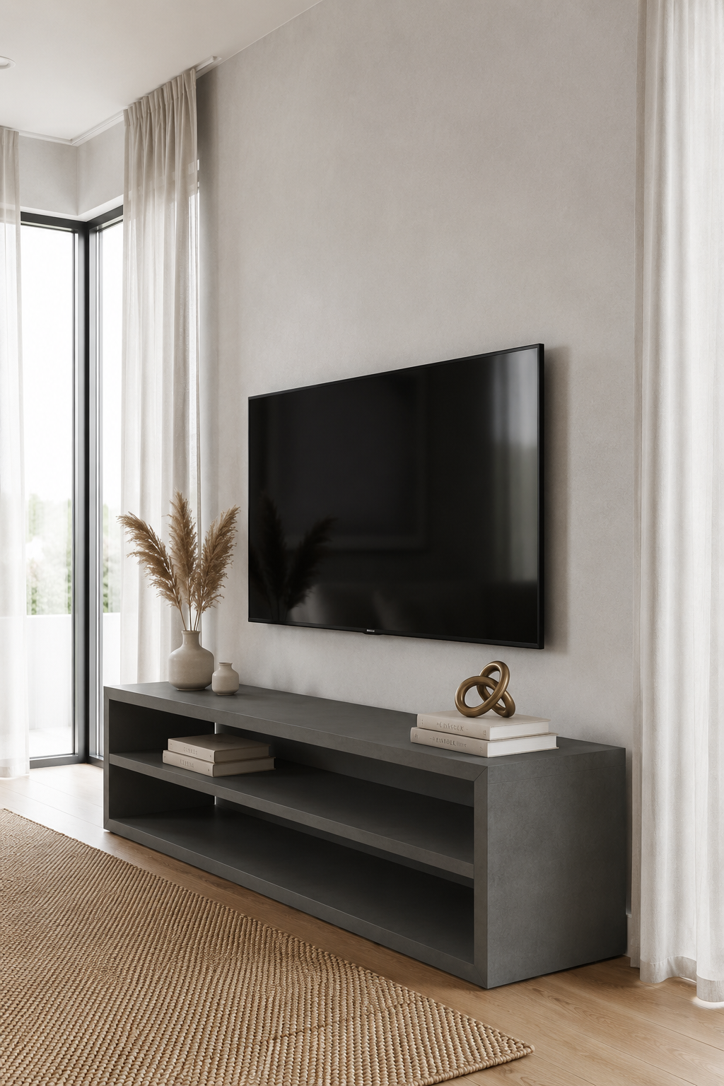 Nysa Ash Grey Microconcrete TV Unit