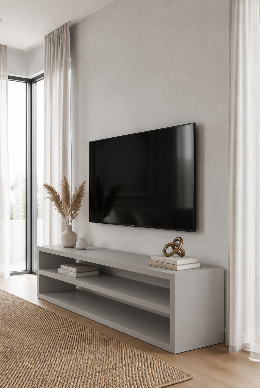 Nysa Light Grey Microconcrete TV Unit