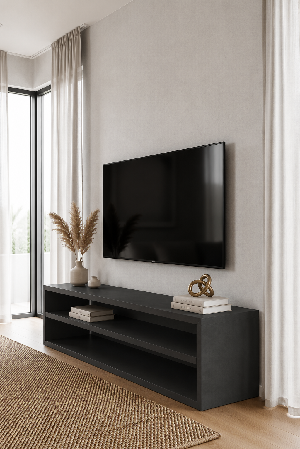 Nysa Midnight Grey Microconcrete TV Unit
