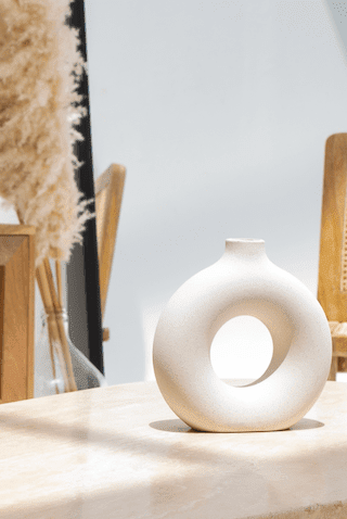 Off-White Ceramic Donut Vase (3 Sizes)