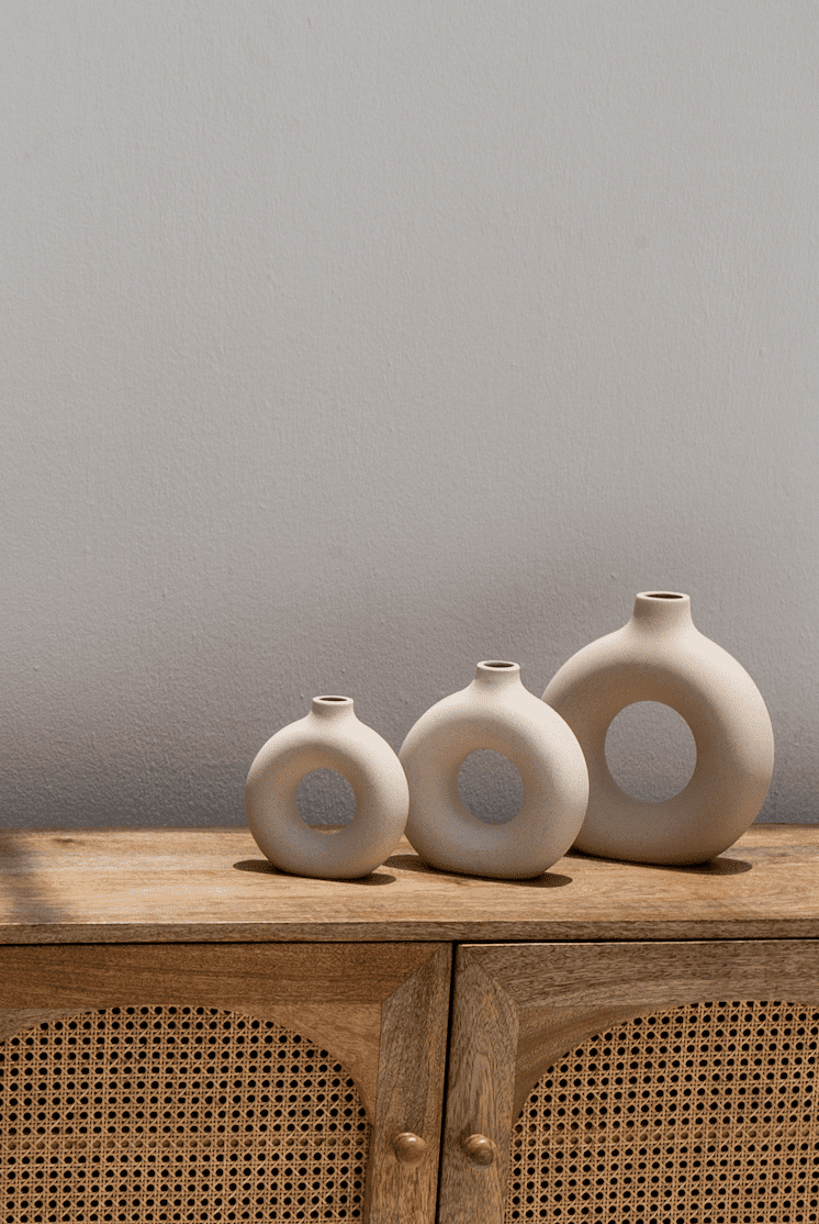 Off-White Ceramic Donut Vase (3 Sizes)