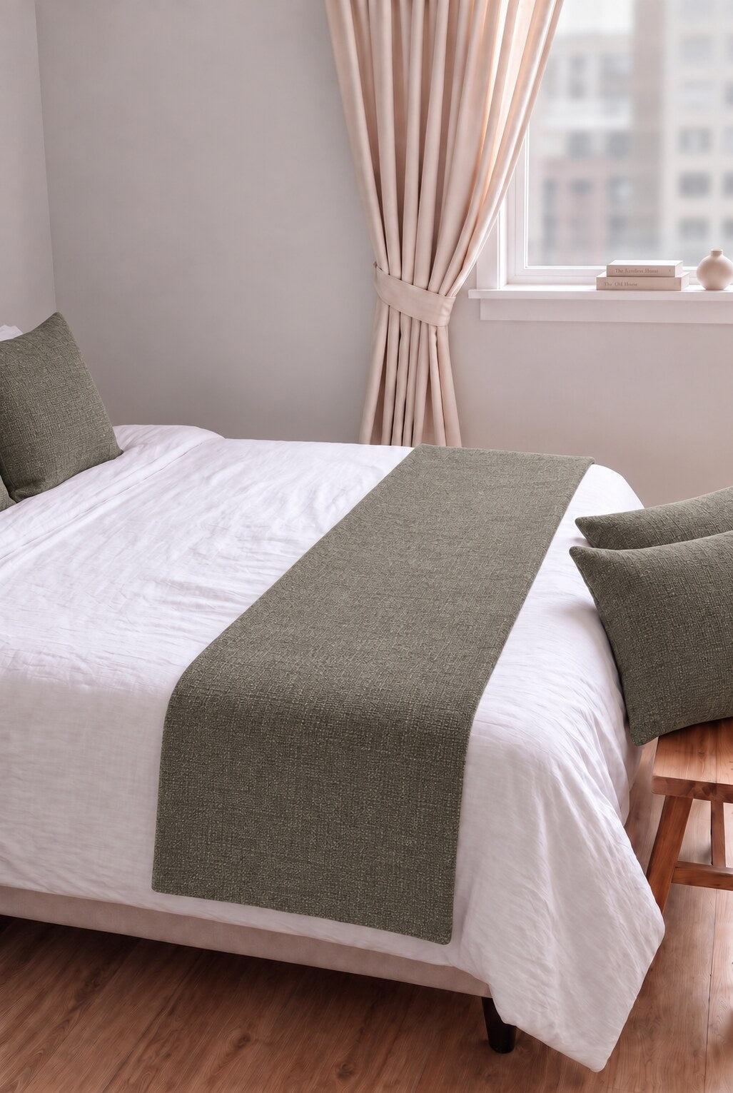 Orelisse Greyish Green Bed Runner