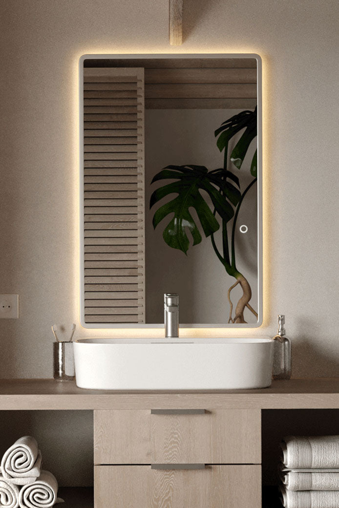 Orren Backlit Silver Frame Wall Mirror