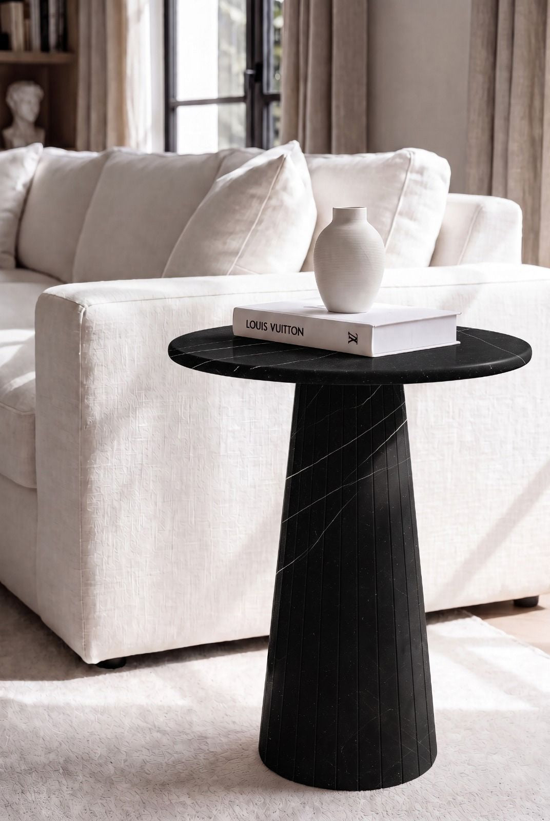 Rayne Black Marquina Marble Side Table