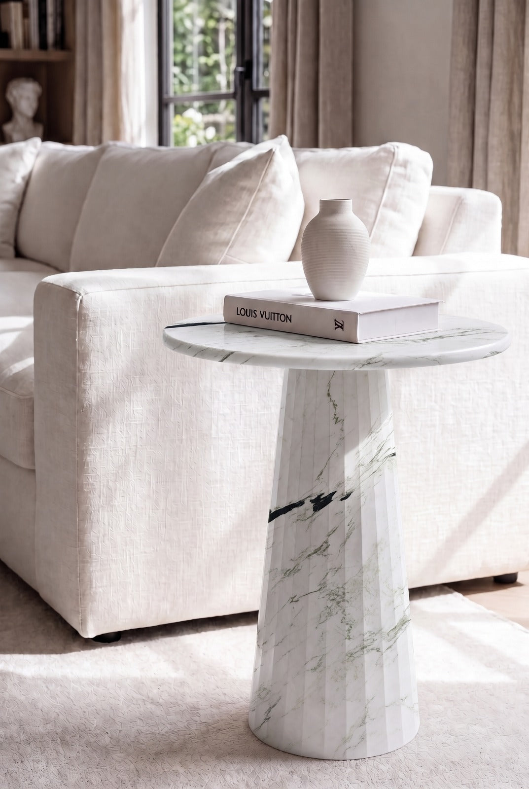 Rayne Viola White Marble Side Table