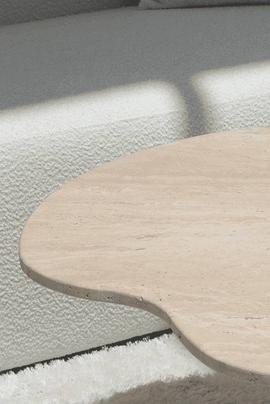 Rosa Irregular Travertine Coffee Table with Travertine Slat Base (2 Sizes)