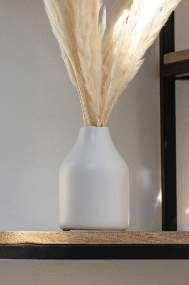 Round White Elongated Ceramic Vase