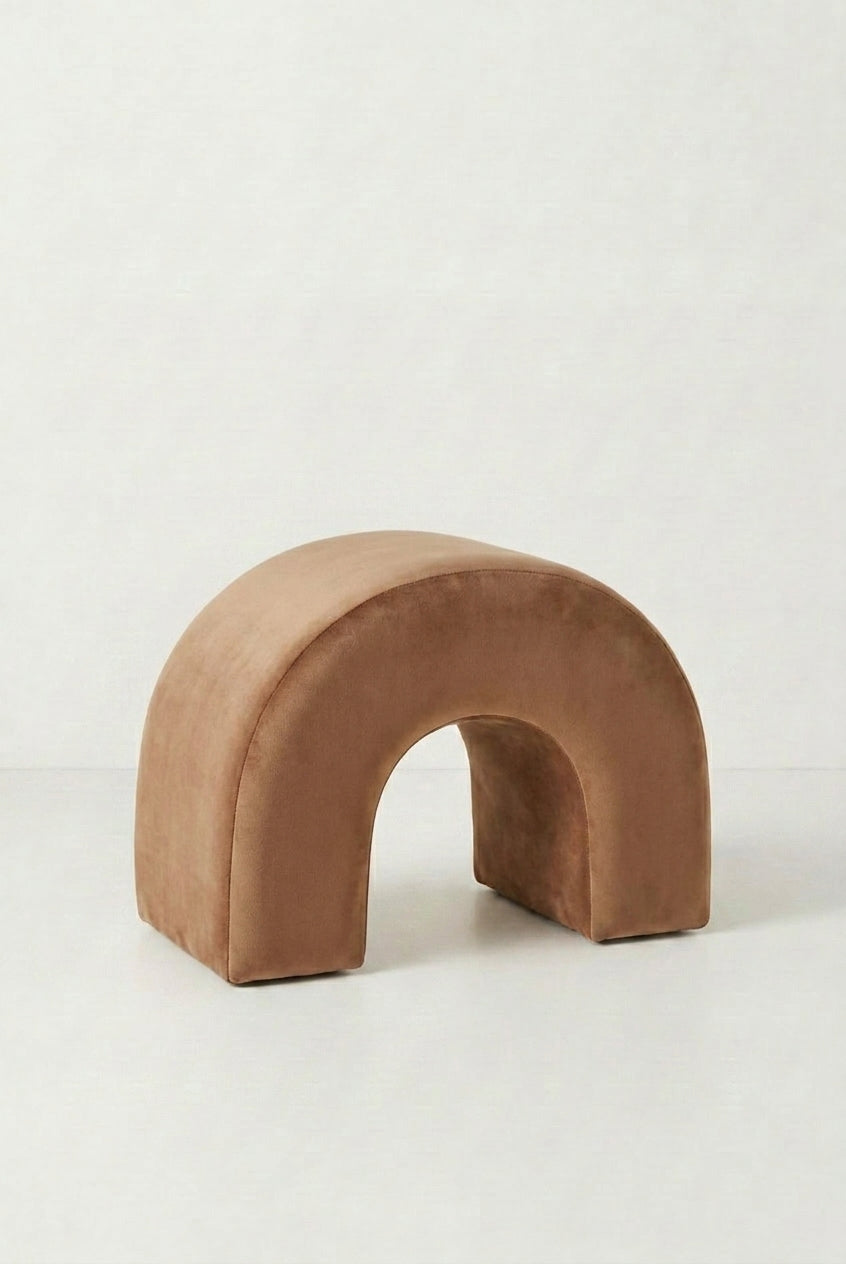 Rumi Brown Boucle Arch Ottoman (60x45 CM)