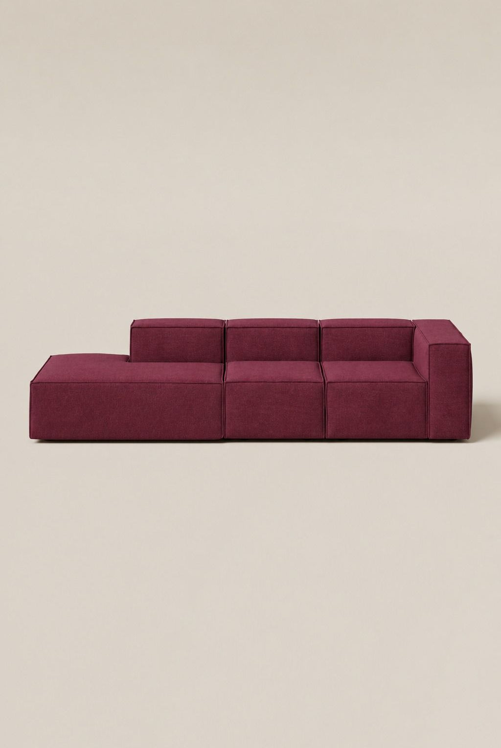 Safa Maroon 3 Seater Chaise Modular Sofa
