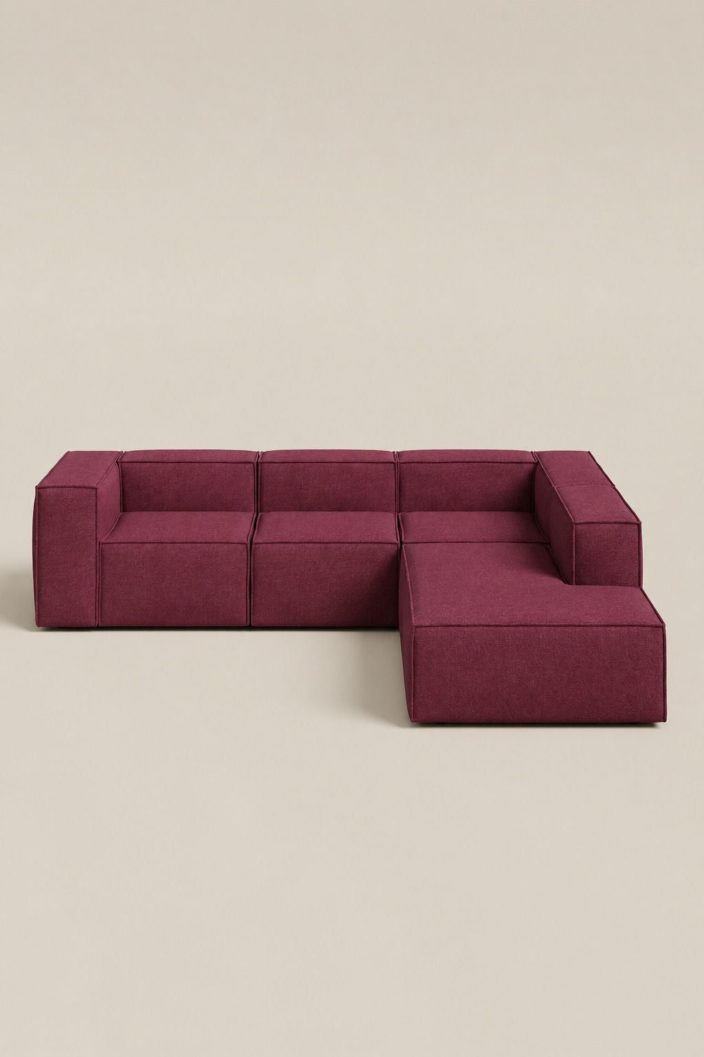Safa Maroon 3 Seater Modular Sofa with Chaise