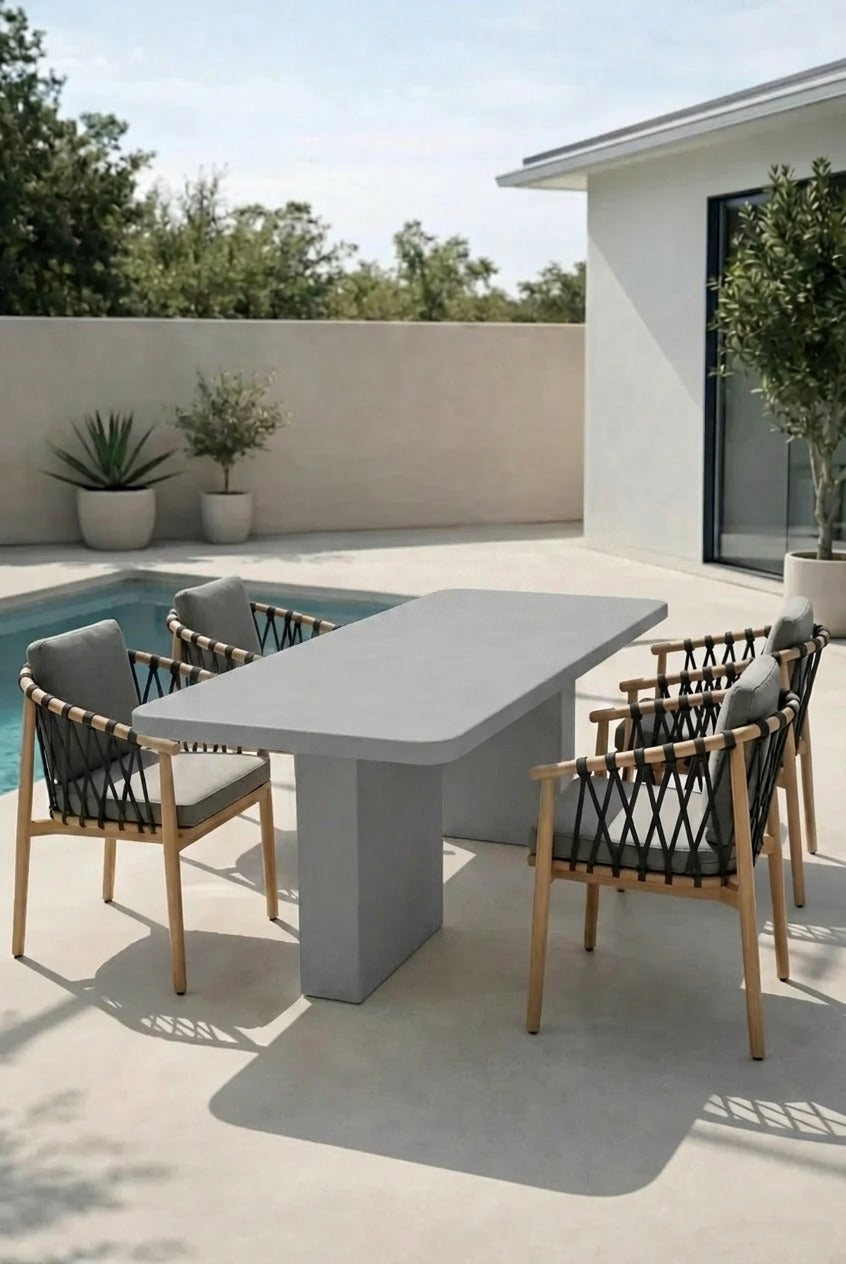 Santorini Ash Grey Microconcrete Outdoor Dining Table