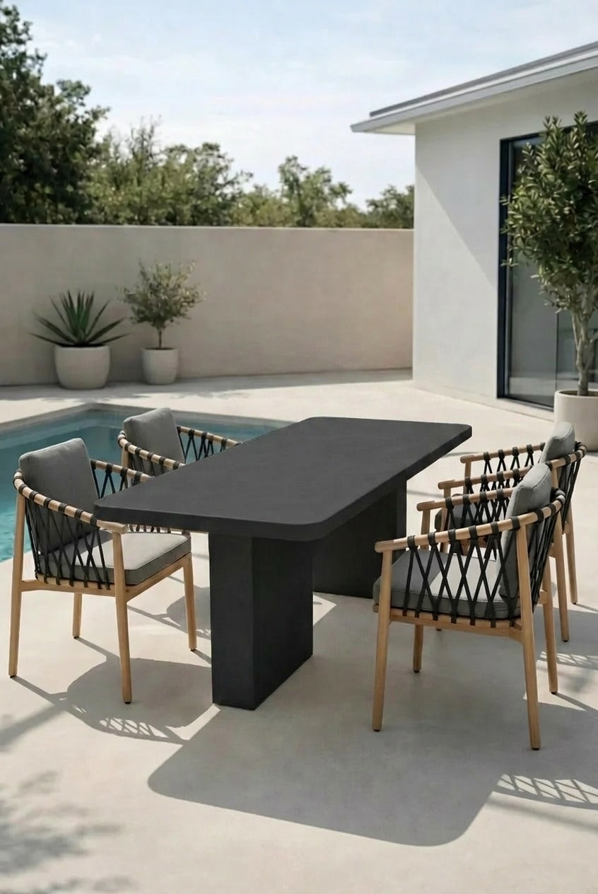 Santorini Black Microconcrete Outdoor Dining Table
