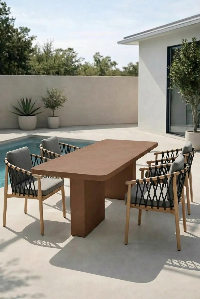 Santorini Mocha Microconcrete Outdoor Dining Table