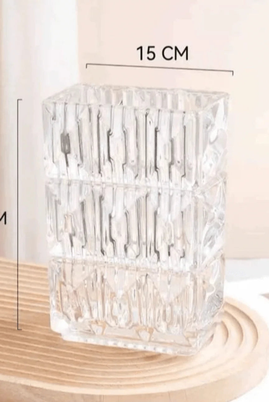 Transparent Glass Rectangle Vase (15x20 CM)