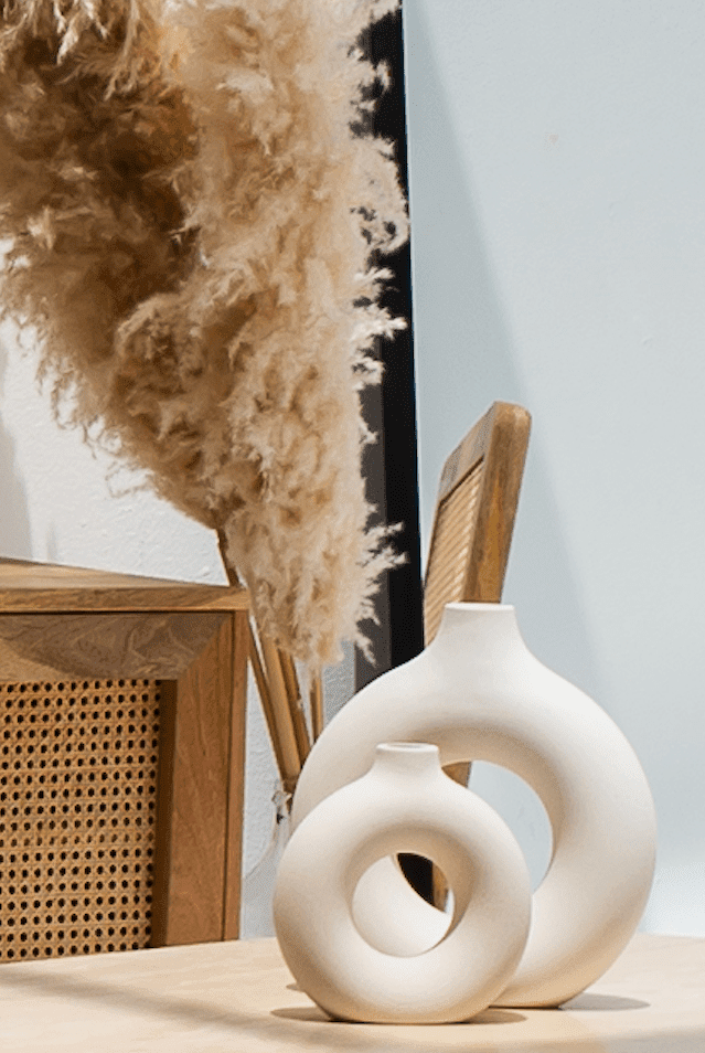 Off-White Ceramic Donut Vase (3 Sizes)