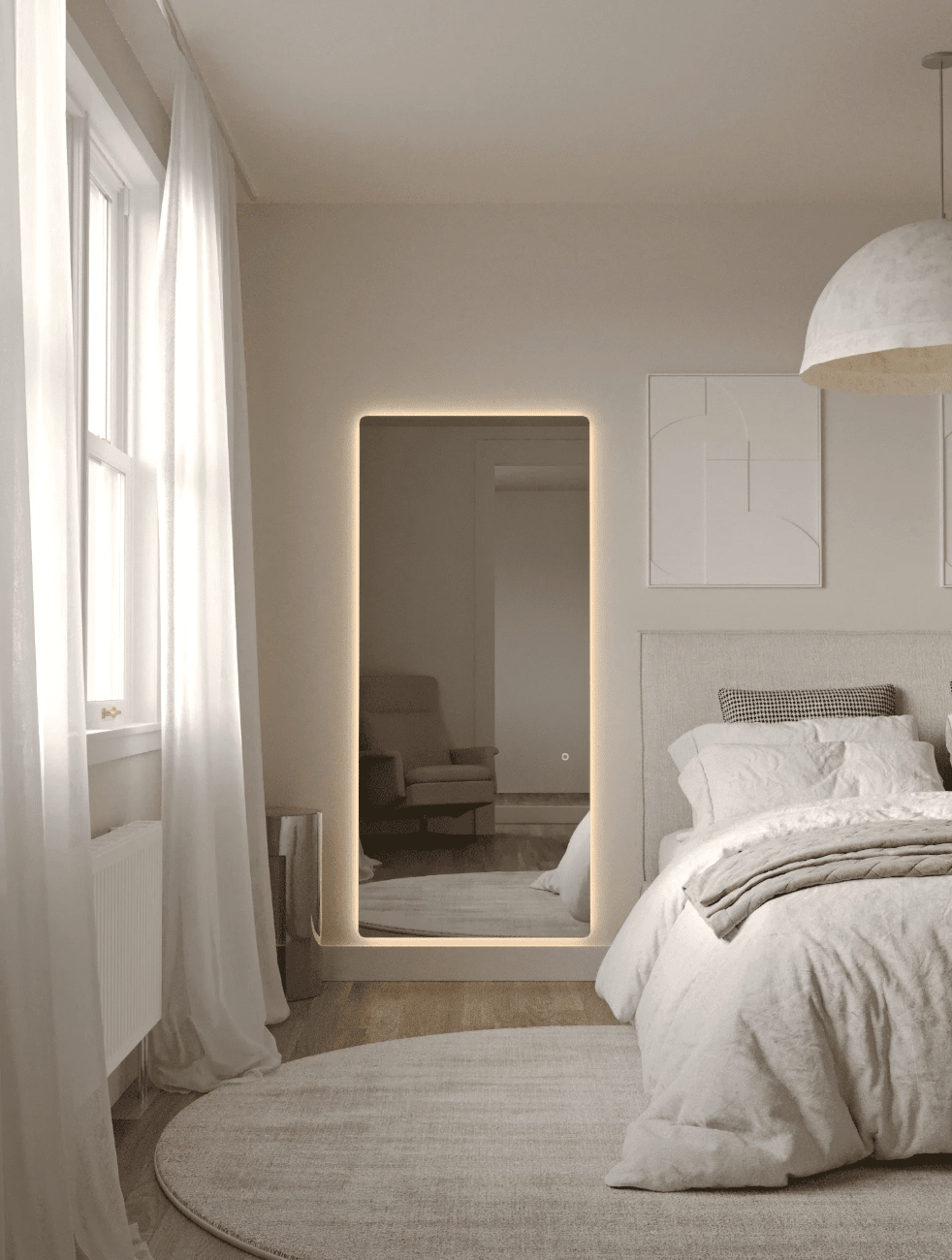 Backlit Feless Full Length Rounded Corners Mirror (2 Sizes) Mirrors Homekode