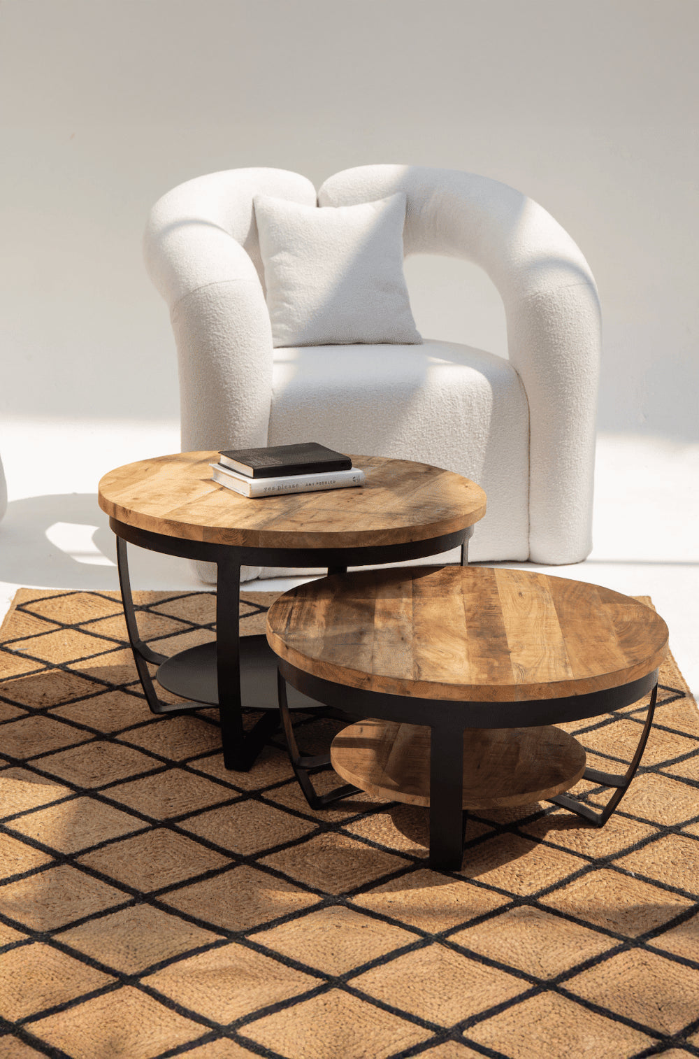 Denver Round Industrial Wooden Nesting Coffee Table Set