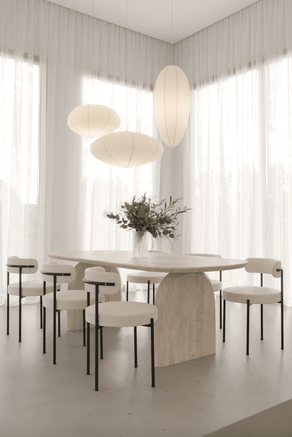 Londyn Oval Travertine Dining Table with Arch Legs Homekode