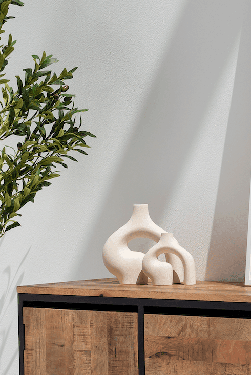 Ceramic Distorted Geometry Vase (Set of 2)