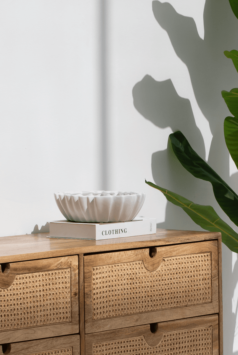 White Geometric Ceramic r Bowl