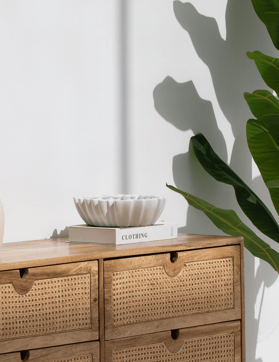 White Geometric Ceramic r Bowl